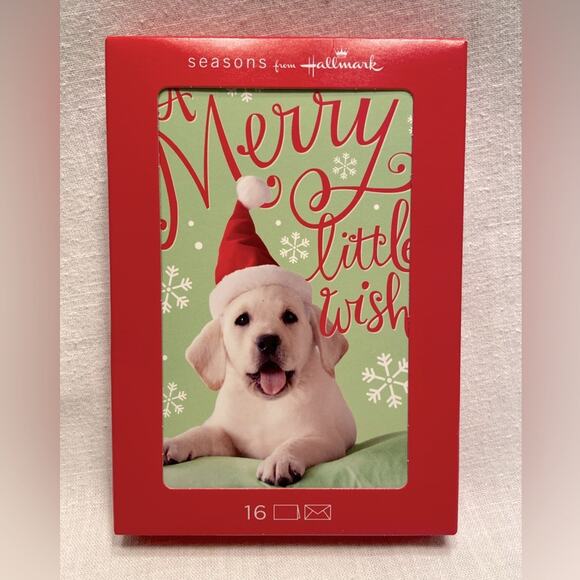 Hallmark Christmas Cards Labrador Puppy Dog “A Merry Little Wish” 16 Count Box - Picture 1 of 2